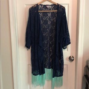 Navy lace beach cover up Lularoe Monroe L